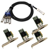 4x HP Mellanox ConnectX-3 546SFP+ 2 Port + 2m 40G QSFP+ to 4x 10G SFP+ DAC Cable