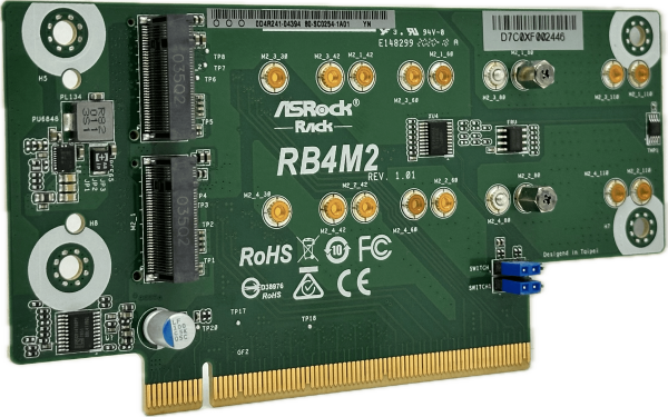 ASRock Rack RB4M2 - Quadro M.2 Adapter Board | 4 x M.2 M-Key SSD to PCIe3.0  x16