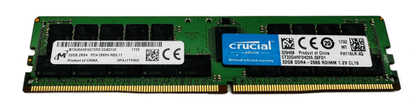 Micron 32GB PC4-2666V ECC RDIMM DDR4 Server RAM | MTA36ASF4G72PZ-2G6D1 Crucial
