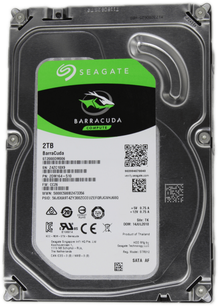 Seagate BarraCuda 3,5" 2 TB SATA III HDD / Festplatte 7200 RPM ST2000DM006