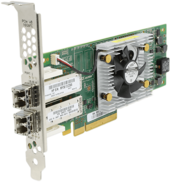 HP Qlogic Dual-Port 16Gb PCIe3 x8 FC Server Adapter QLE2662-HP FP + 2x 16G GBICs