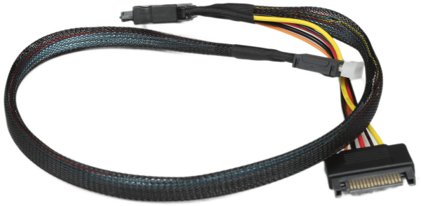 Oculink SFF-8611 auf U.2 SFF-8639 mit SATA Stromkabel - 50 cm Daten 10 cm Strom