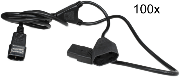 100x Y-Kaltgeräteverlängerung 1x C13 auf 1x C14 mit 1x Eurokupplung 2polig 165cm